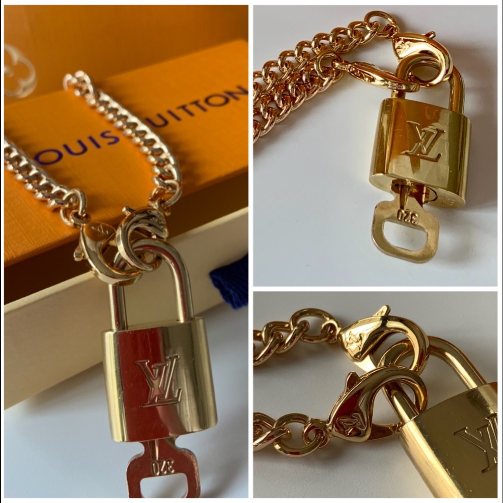 LOUIS VUITTON PADLOCK & MATCHING CHAIN W/BOX BAG